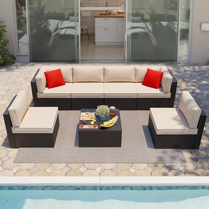 Shintenchi 7 Pieces Patio Furniture Sets Outdoor All-Weather Sectional Patio by Shintenchi%7CFurnitureMadeforRealLife