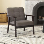 Modern Accent Chair with Arm Rest, Upholstered Linen Fabric Leisure Chair with - Image 3