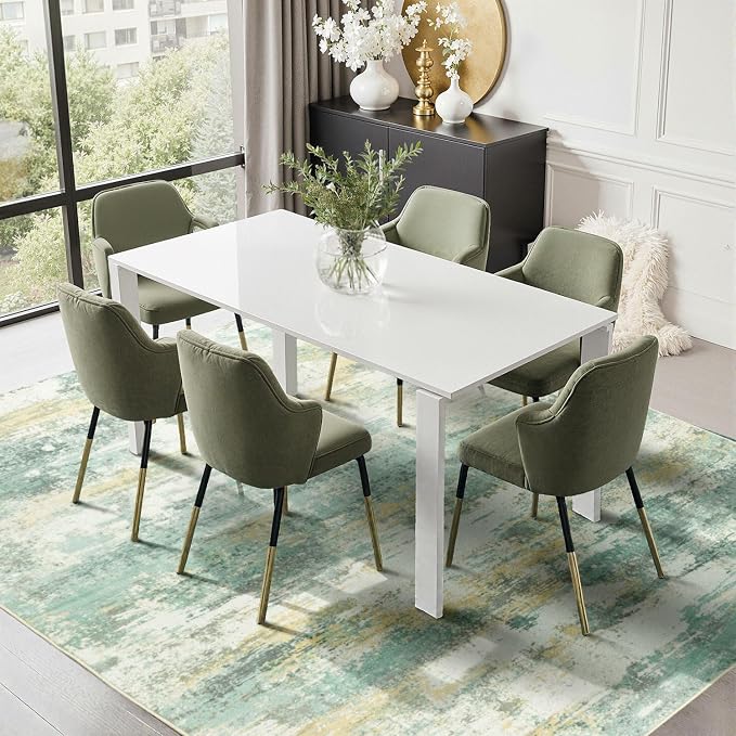 Rugflix 5x7 Area Rugs for Living Room, Washable Light Green Large Rug | Machine - Image 3