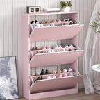 BORNOON Shoe Cabinet with 3 Flip Drawers, Hidden Wood Shoe Cabinet, by BORNOON
