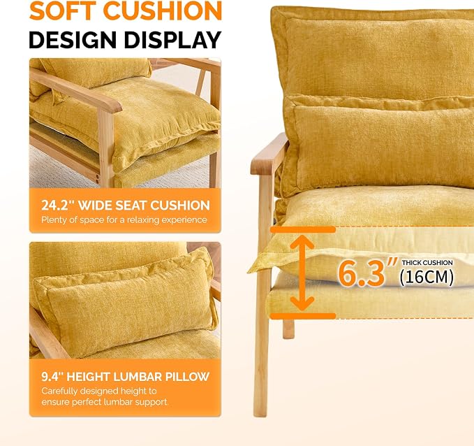 VINGLI Mid-Century Modern Cloud Accent Armchairs set of 2 - Image 7