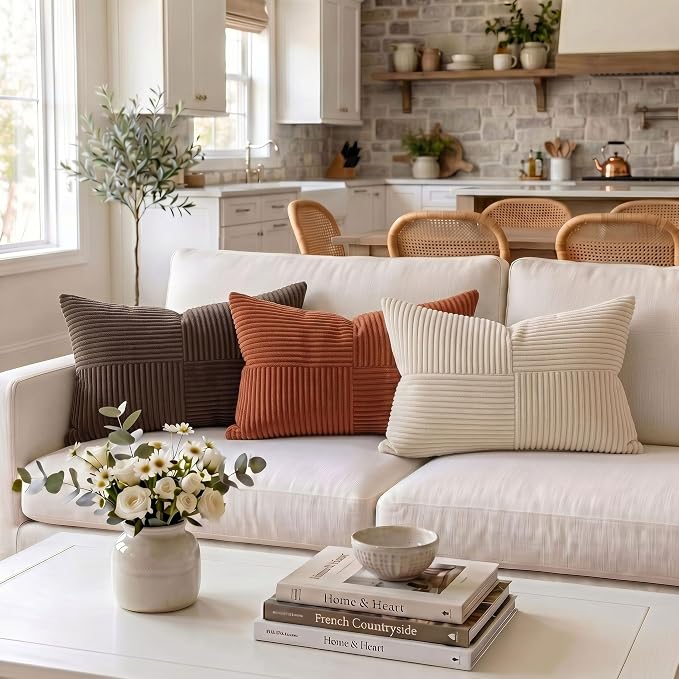 Fancy Homi 2 Packs Rust Lumbar Decorative Throw Pillow Covers 12x20 Inch - Image 2