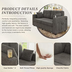 67" Small Loveseat Couch with Storage, USB Charging and Cup Holder, Space - Image 6