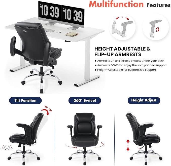 Ergonomic Heavy Duty Mid-Back Padded Bonded Leather Padded - Image 4