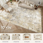DMOYEST Area Rug Living Room Rugs 10x14 Washable Abstract Carpet | Neutral - Image 2