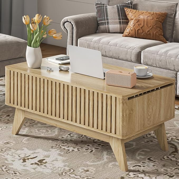 Lift Top Coffee Table with Hidden Compartment, Mid Century Modern Coffee Table - Image 3