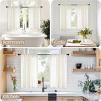BGment Short Ivory Linen Curtains 40 Inches Long - Image 2