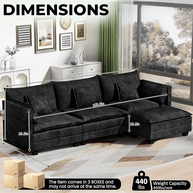 LEVELEVE 112.5" L-Shape Modular Sofa - Image 3