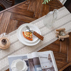Macrame Table Runner Cream Beige Boho Table Runners - Image 2