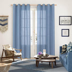 YoungsTex Light Blue Linen Curtains 84 Inch Length 2 Panels - Image 2