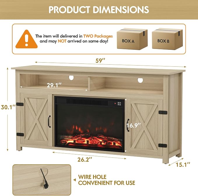 YESHOMY Fireplace TV Stand for Television up to 65+ Inch - Image 8