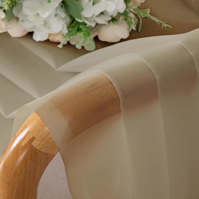 Taupe Sheer Curtains 90 Inches Long 2 Panels - Image 4