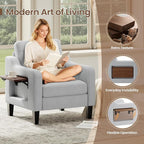 Accent Chair for Living Room Modern Linen Upholstered Armchair Side Wooden - Image 4