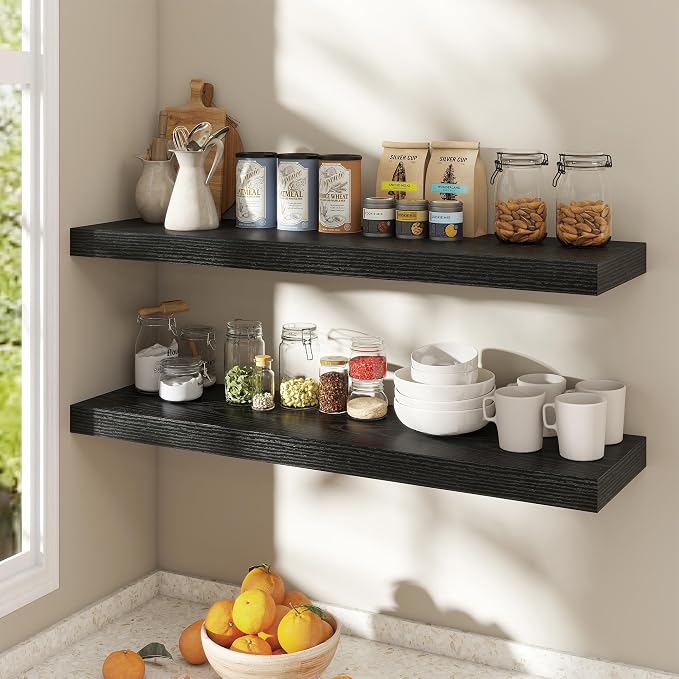 Dreamland 40 Inch Black Floating Shelves - Image 2