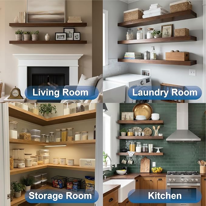 LEOPO Black 6-Pack 8 inch Floating Shelf Brackets, Hidden Shelf Bracket - Image 8