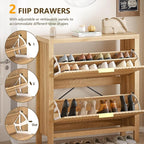 YOMILUVE Shoe Cabinet Storage for Entryway, Fluted Shoe Cabinet - Image 4