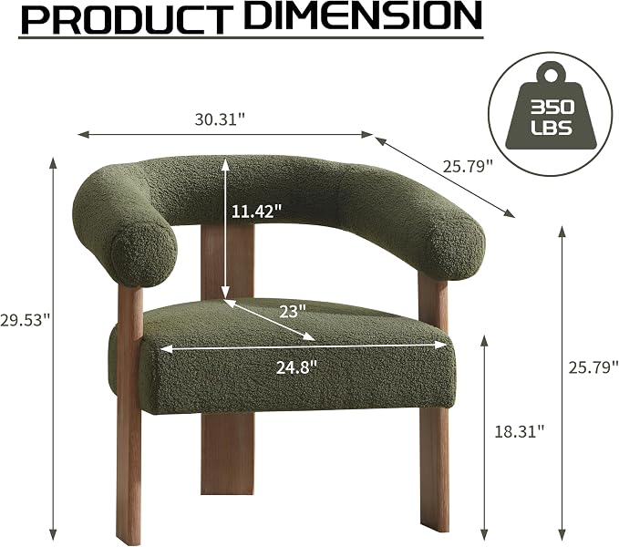 VKNOW Accent Chair Living Room Chairs Set of 2, Modern Upholstered Arm Chair - Image 2