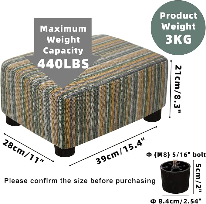 CAROLMADE Small Foot Stool Ottoman Footstool - Image 3