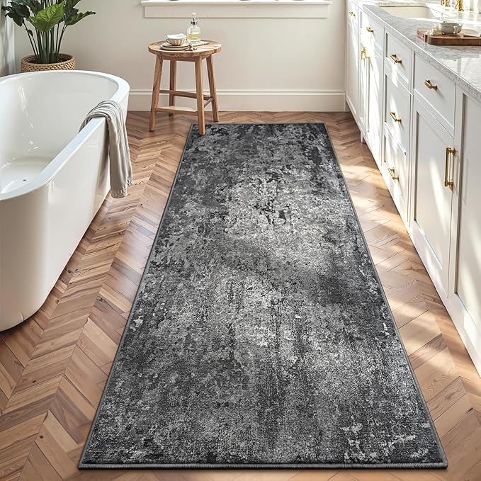 2x8 Black Rug Runners for Hallways Kitchen Runner Rug Non Slip Washable Black - Image 4