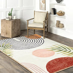 RoomTalks Mid Century Modern Washable Rug, Boho Cute Aesthetic 8x10 Area Rugs - Image 2