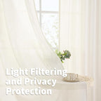 YoungsTex Ivory Linen Semi Sheer Curtains 42 x 72 Inch Length 2 Panels | Light - Image 3