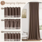 Cappuccino 100% Blackout Linen Curtains 108 Inch Length 2 Panels Set - Image 6