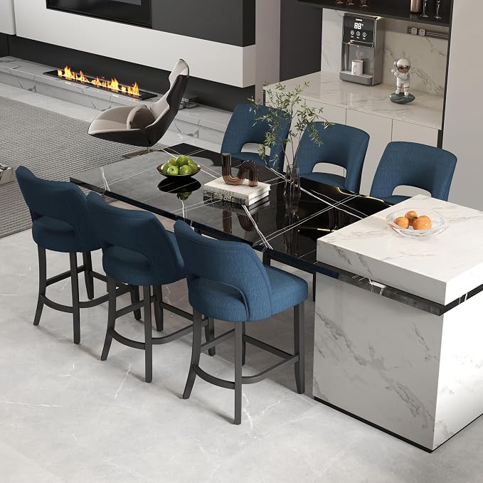VKNOW Bar Stools Set of 6, Modern Counter Height Bar Stools by VKNOW