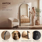 Antok 71" x32” Arched Full Length Floor Mirror, Free Standing/Wall Mount/Leaning - Image 3