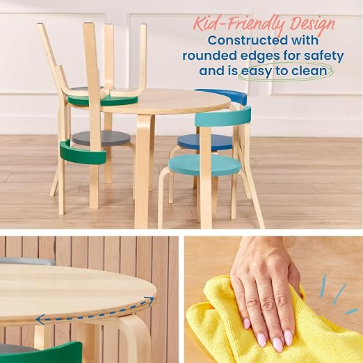 ECR4Kids Bentwood Table and Curved Back Chair Set, Kids Furniture, Contemporary - Image 4