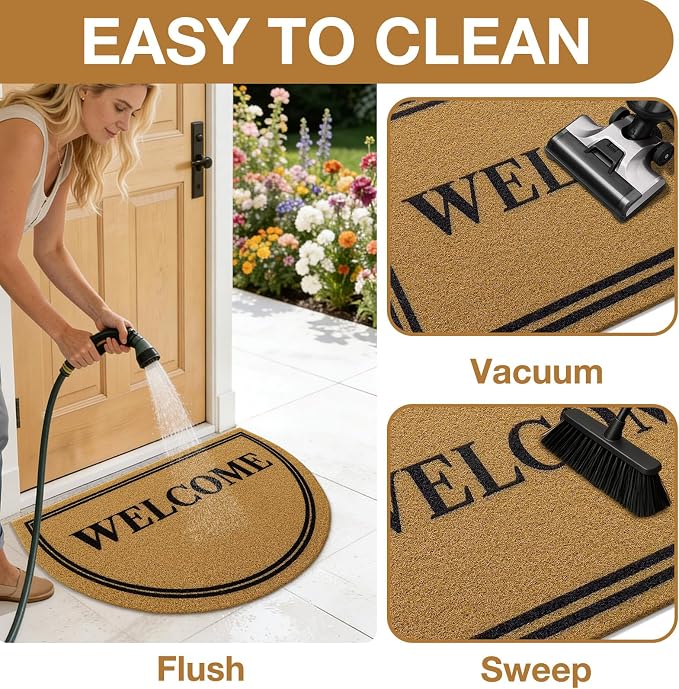 OLANLY Half Circle Front Door Mat, Low Profile Doormat, Stain and Fade Resistant - Image 6