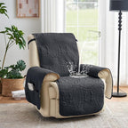Black Recliner TV Chair Covers, Quilted Décor Water-Repellent Medium Lazy Boy - Image 2