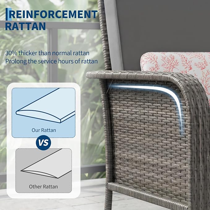 GarveeHome Outdoor Wicker Chairs Set of 2, All-Weather High Back Rattan Patio - Image 3