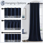 Navy Blue 100% Blackout Curtains 108 Inch Length 2 Panels Set - Image 6