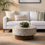 East at Main Round Coffee Table – White Boho Cocktail Table by EastatMain