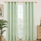 YoungsTex Sage Linen Curtains for Living Room Spring Decor, Light Green Light by YoungsTex