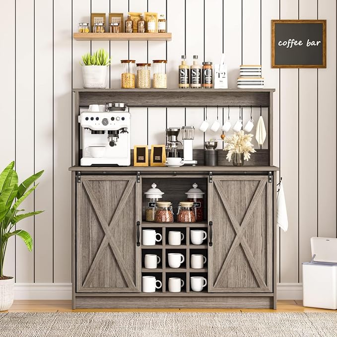 4ever2buy Farmhouse Coffee Bar Cabinet - Image 9