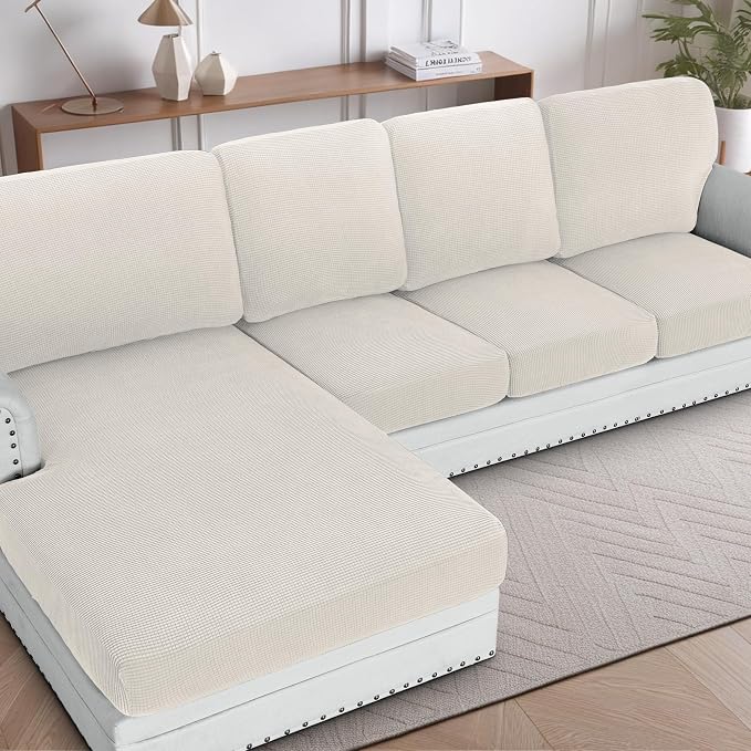 H.VERSAILTEX Sectional Couch Covers 4 Pieces Sofa Seat Cushion Covers L Shape by HVERSAILTEX