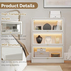 Display Cabinet with Acrylic Glass Doors, 3-Tiers Curio Cabinet with LED - Image 7