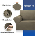 Stretch Couch Covers for Sofa, 3 Cushion Couch Slipcover, Khaki | 1-Piece - Image 6