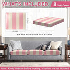 CALBODE 8 Pcs Stretch Outdoor Seat Cushion Covers, Washable Striped Chair Seat - Image 2