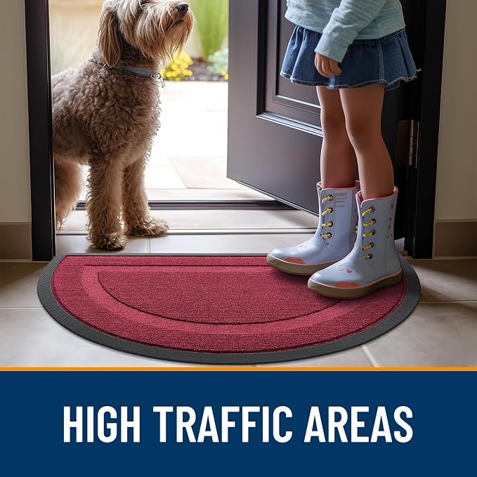 OLANLY Half Circle Front Door Mat Outside 35x23 All-Season Rubber Doormat | - Image 6