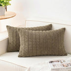 Aegero Pack of 2 Corduroy Decorative Throw Pillow Covers 12x20 Inch by Unknown