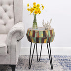 Drum Round Wood Side Table 16" x 16" x 21" H Reclaimed Rustic Multicolor Patio by Warmaxx-warmhomesweetdream