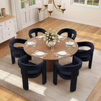 BESTANO Set of 6 Modern Velvet Fabric Upholstered Dining Chairs - Image 4
