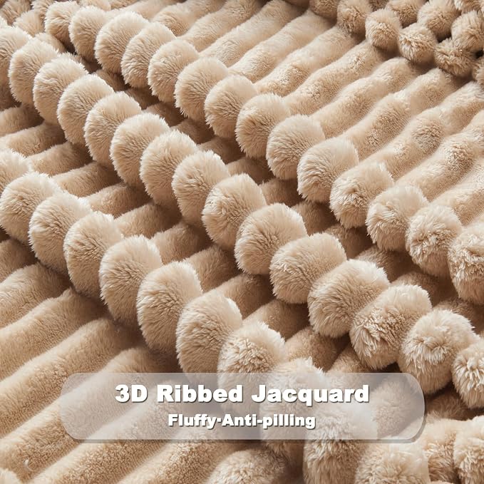 NEWCOSPLAY Fleece Ribbed Cozy Queen Blanket - Image 5