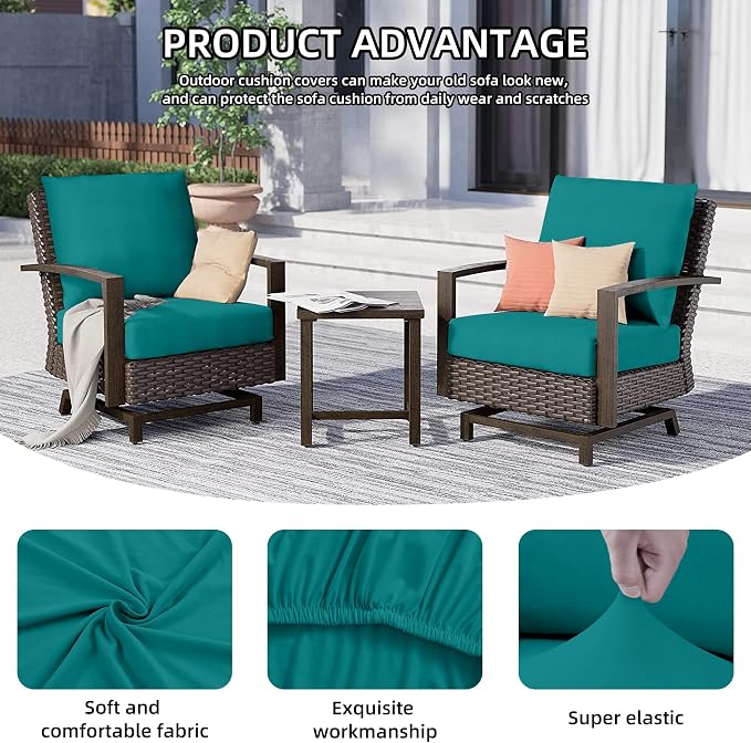 8Pcs Outdoor Cushion Covers, Elastic Patio Cushion Covers | Washable, - Image 3