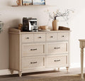 WAMPAT 6 Drawers Dresser for Bedroom, Elegant Wooden Chest of Drawers Kids by WAMPAT