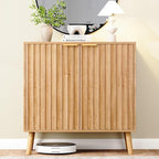 Fluted Storage Cabinet, Buffet Cabinet Sideboard, Modern Accent Cabinet Console by REHOOPEX