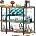Unikito Wine Rack Table with Socket and LED Light, Floor Bar Cabinet by Unikito