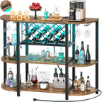 Unikito Wine Rack Table with Socket and LED Light, Floor Bar Cabinet by Unikito